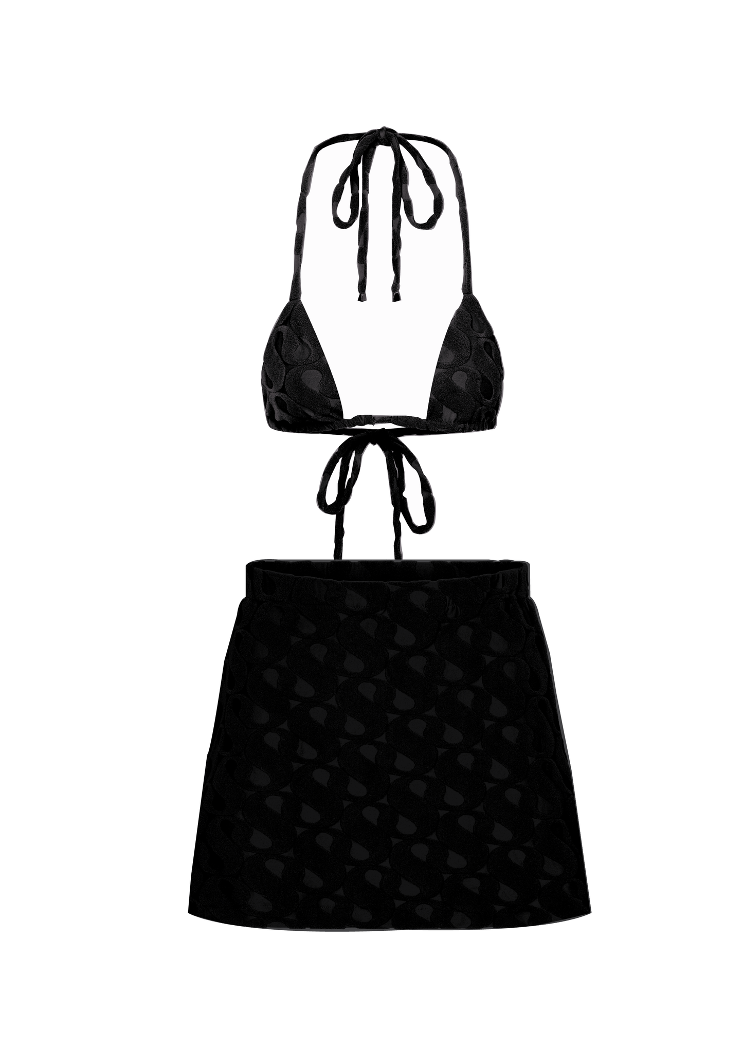 Black 'SS' Towel Matching Set - Triangle Top