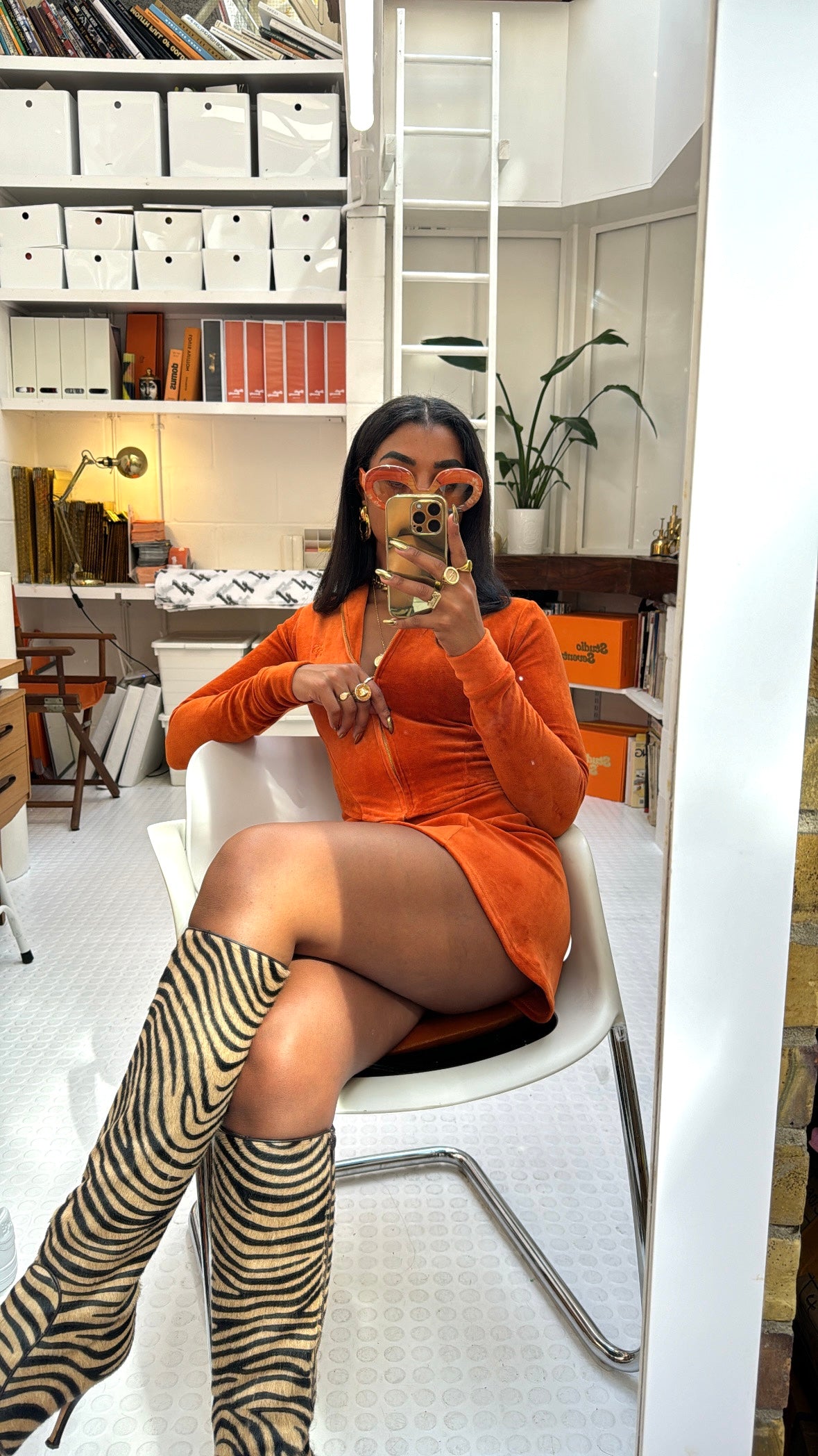 Contour Velour Skirt - Orange