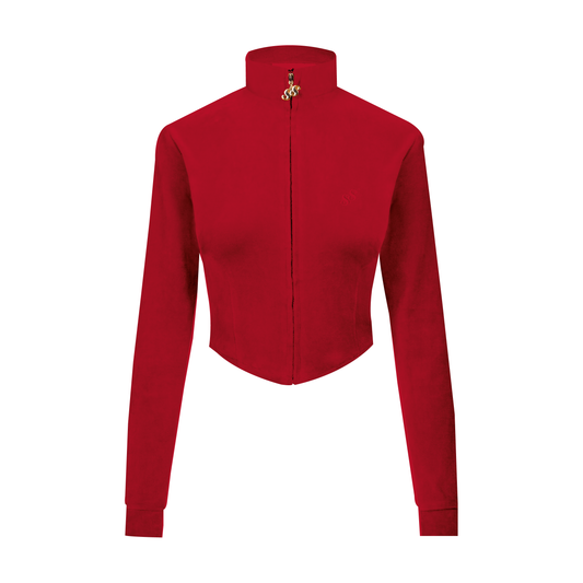 Contour Velour Tracksuit Top - Red Rose