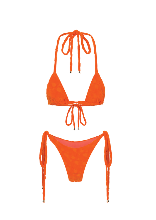 Orange ‘SS’ Monogram Towel Triangle Bikini Set