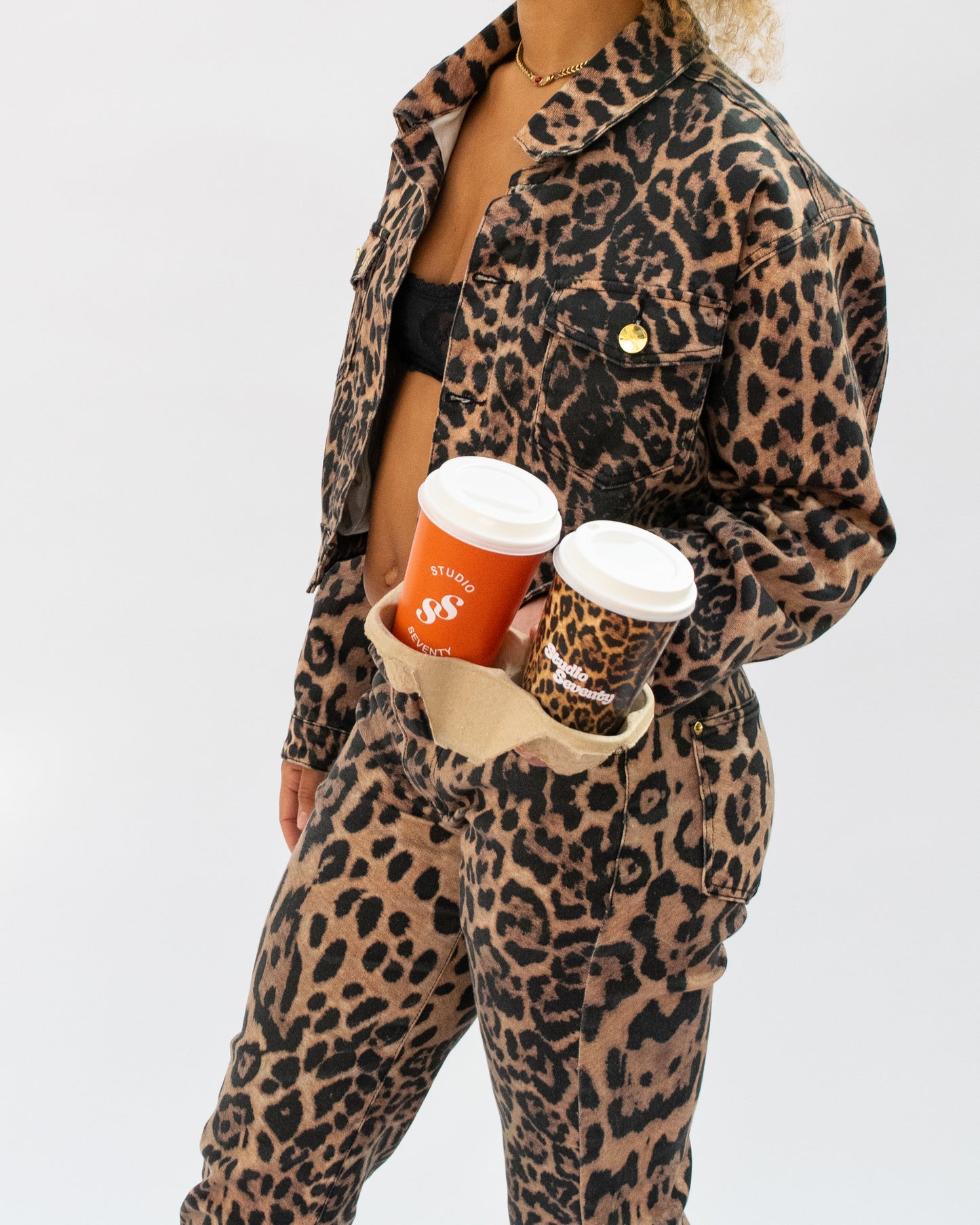 'Fierce' Leopard Print Denim Jacket