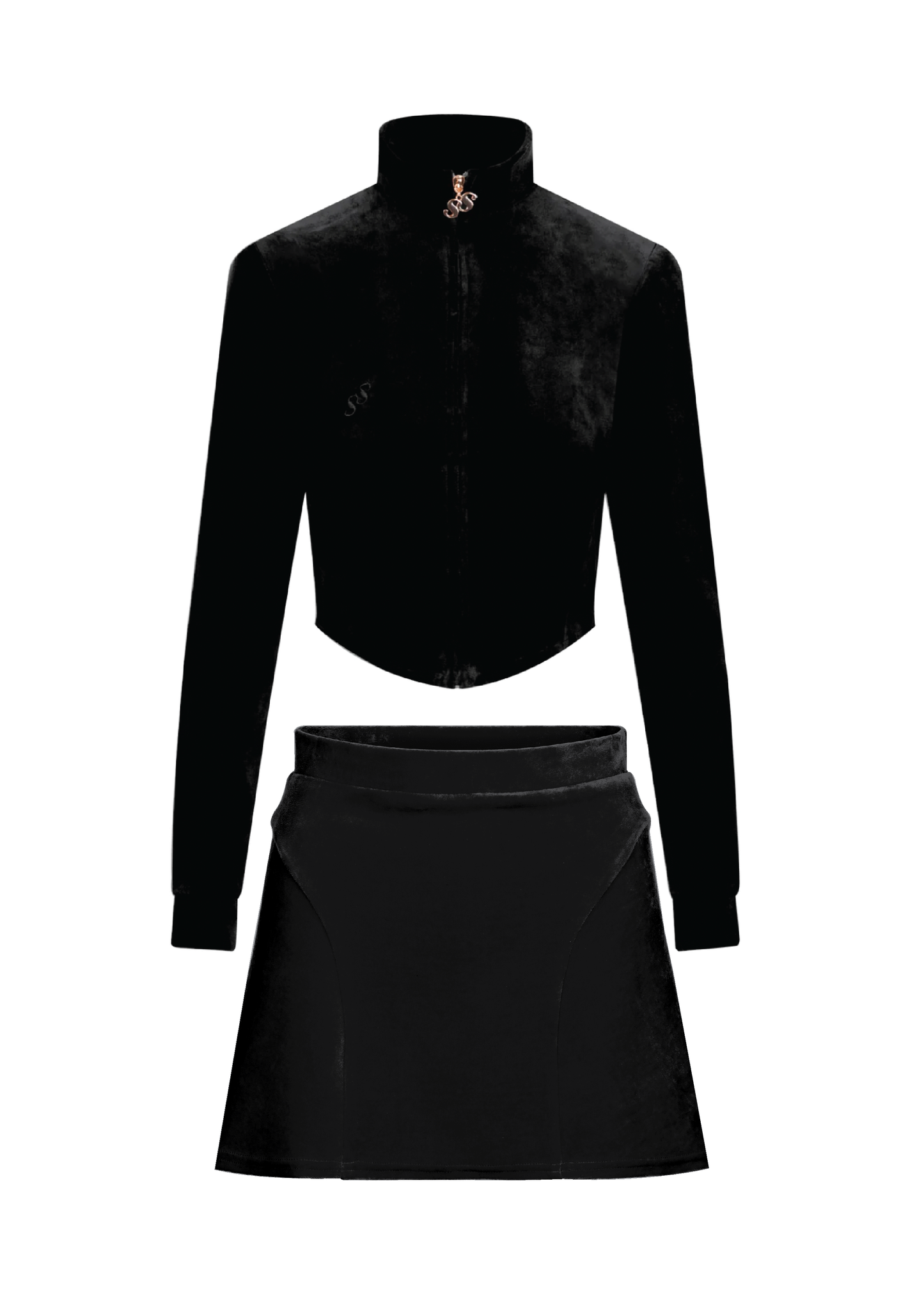 Contour Velour Skirt Set - Black