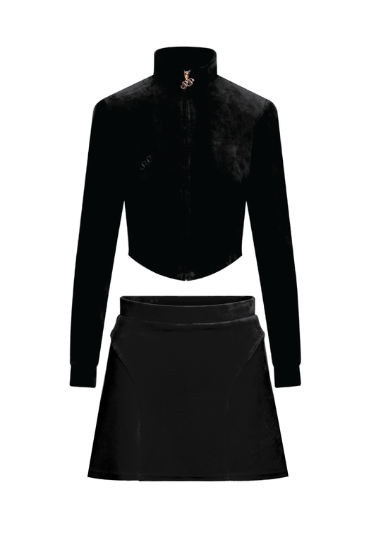 Contour Velour Skirt Set - Black