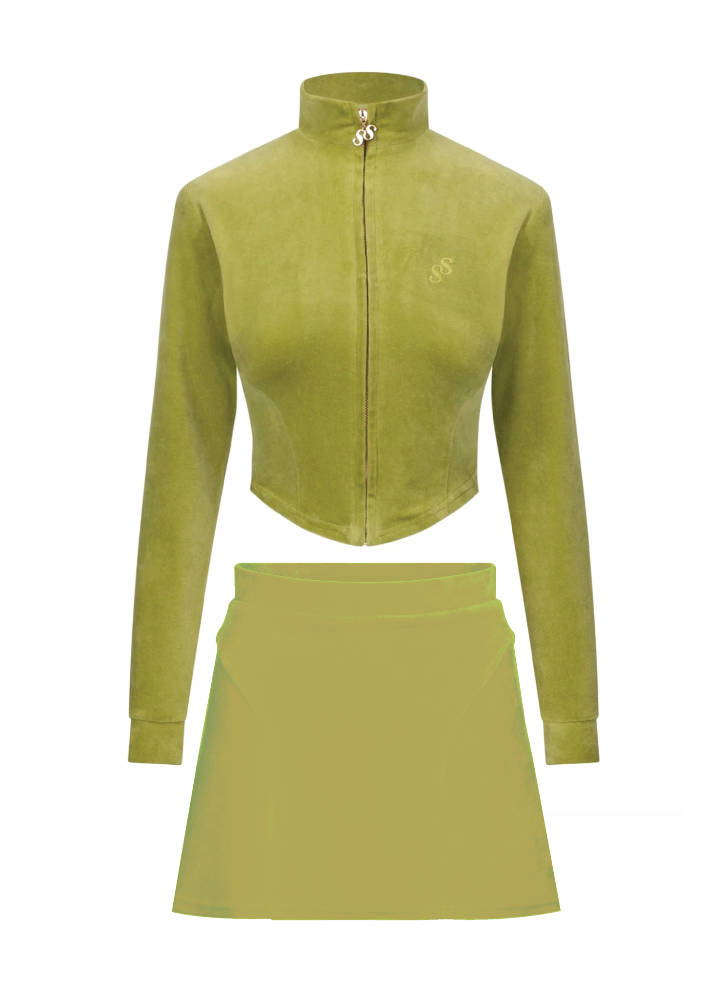 Contour Velour Skirt Set - Pistachio