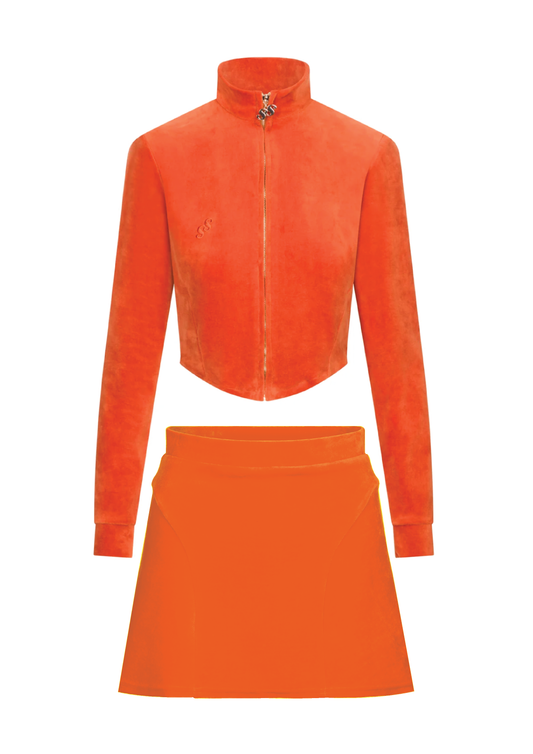 Contour Velour Skirt Set - Orange