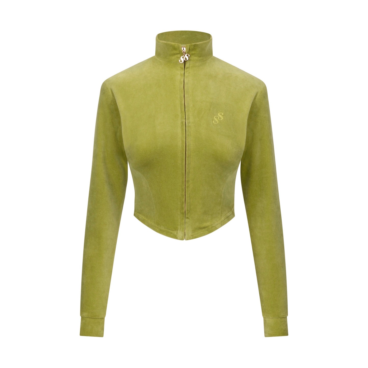 Contour Velour Tracksuit Top - Pistachio