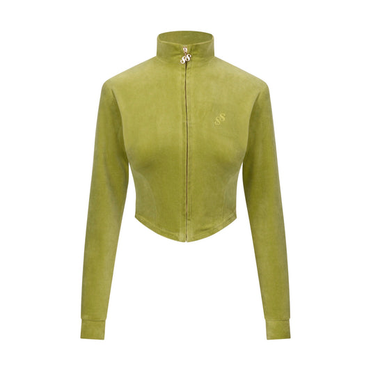 Contour Velour Tracksuit Top - Pistachio