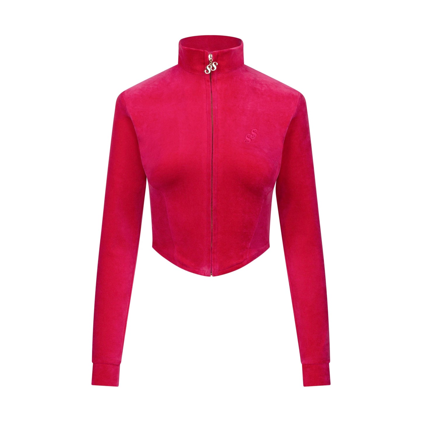 Contour Velour Tracksuit Top - Fuchsia