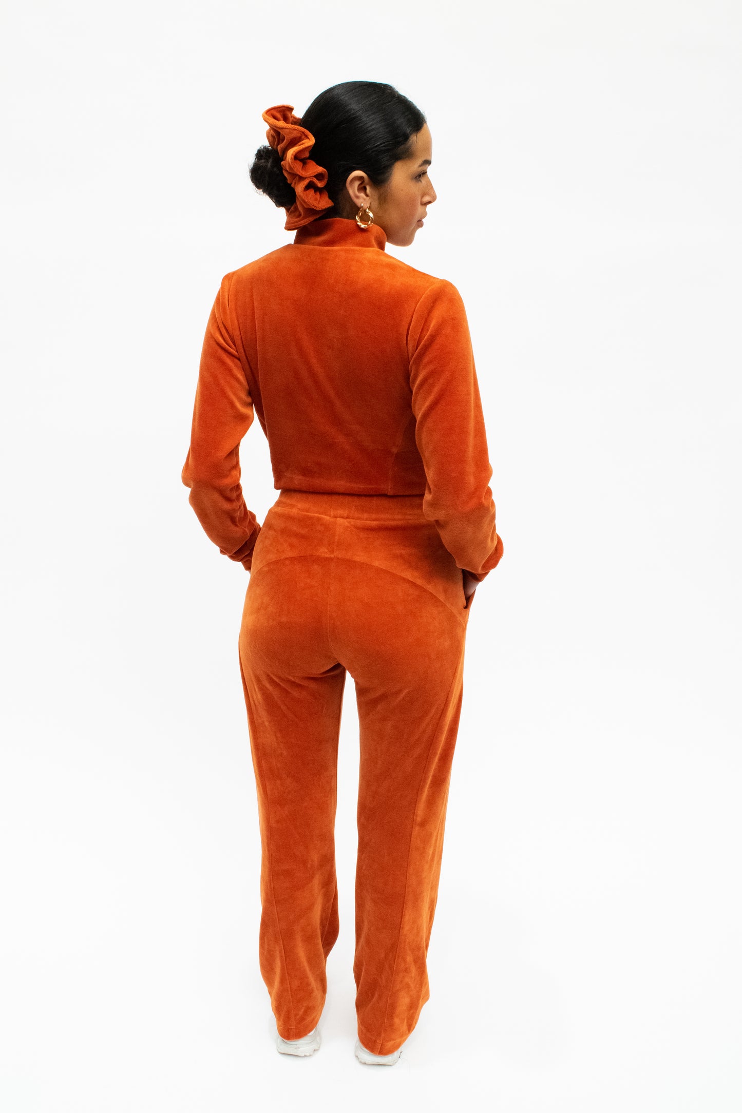 Contour Velour Tracksuit Bottoms - Orange