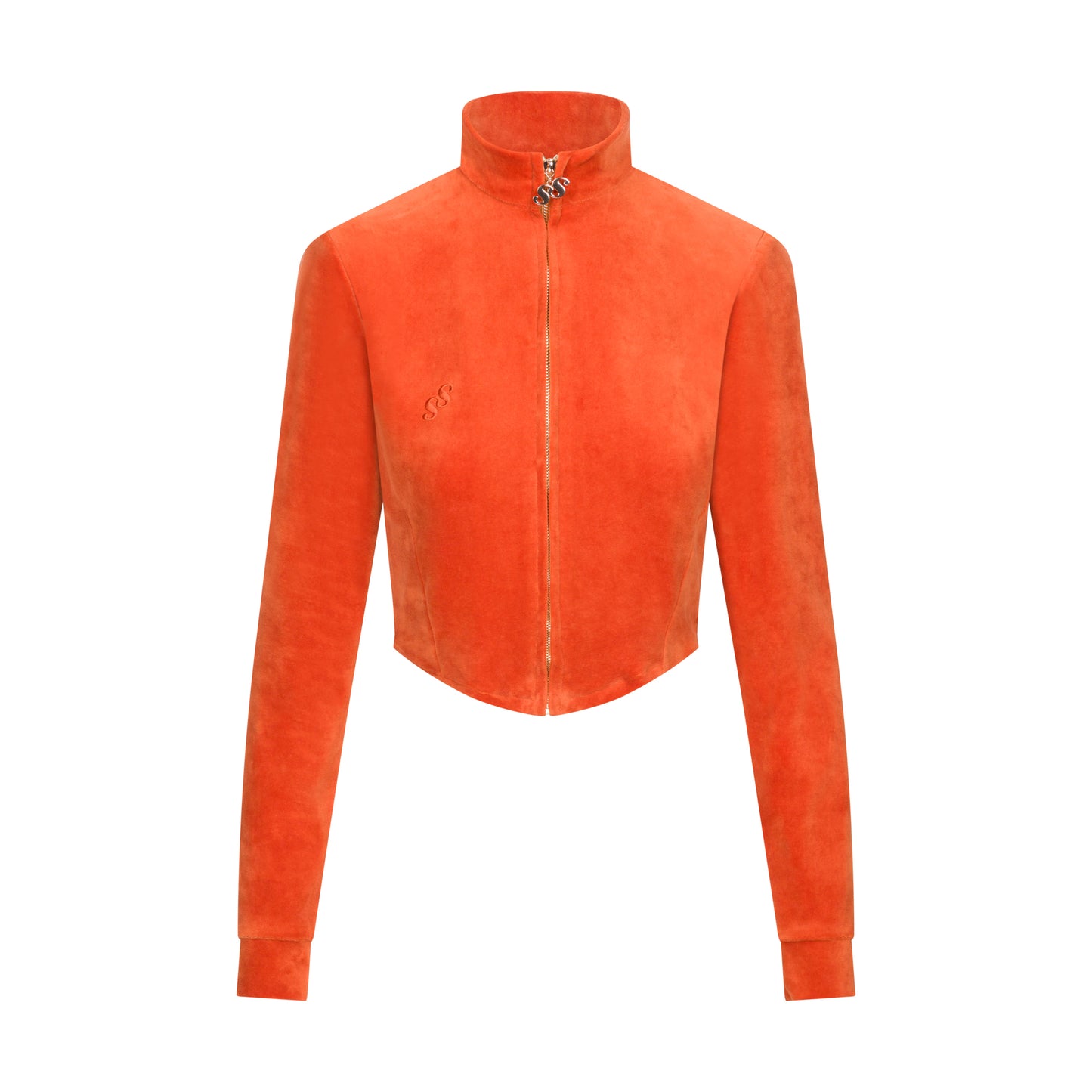 Contour Velour Tracksuit Top - Orange