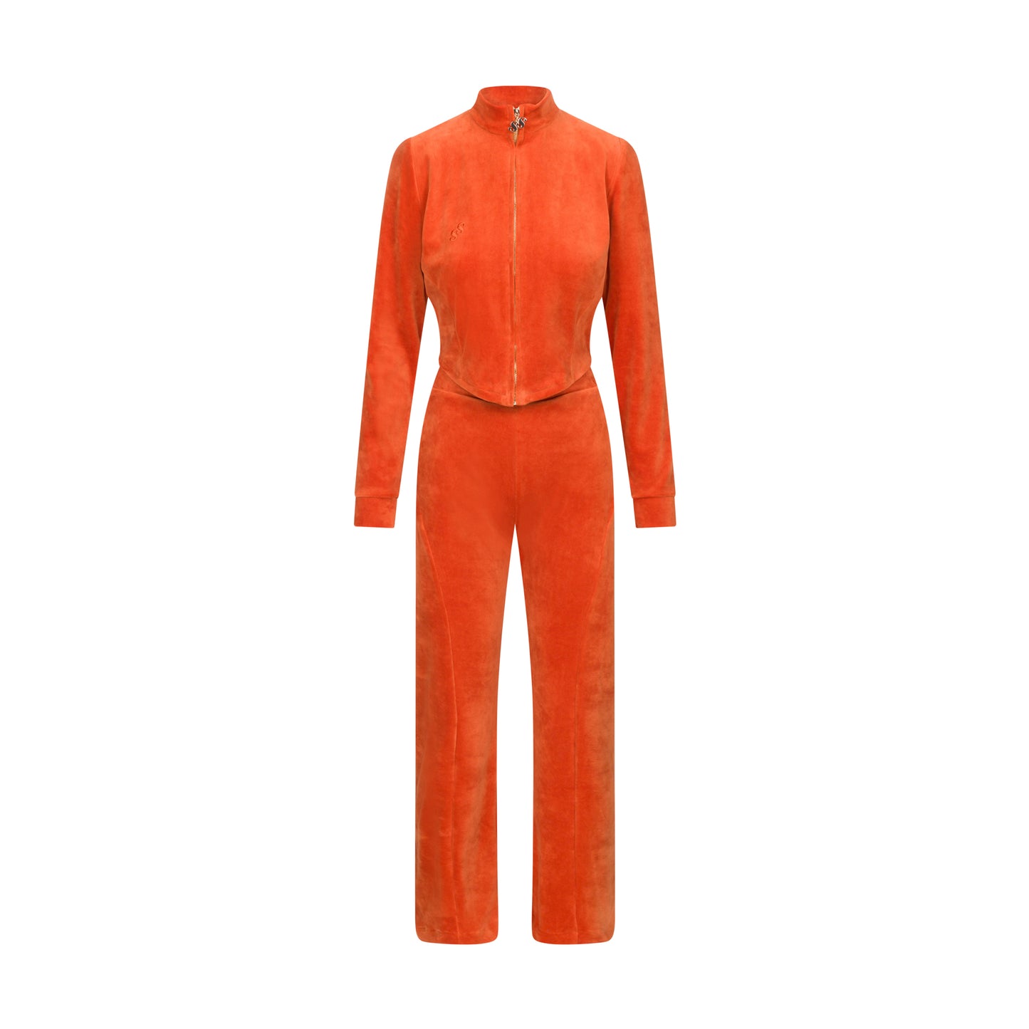 Contour Velour Tracksuit Top - Orange