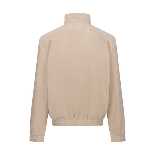 Mens Velour Tracksuit Top - CREAM