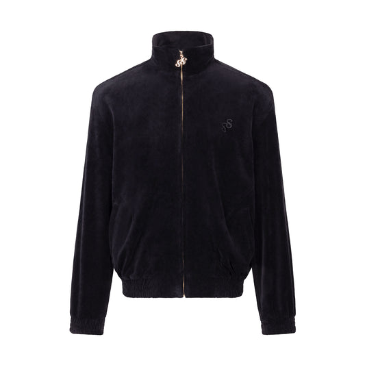 Mens Velour Tracksuit Top - BLACK