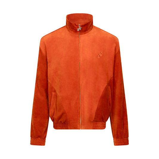 Mens Velour Tracksuit Top - ORANGE