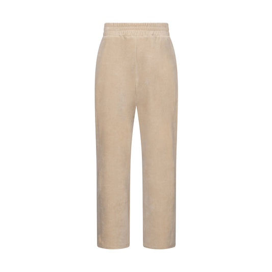 Mens Velour Tracksuit Bottoms - CREAM