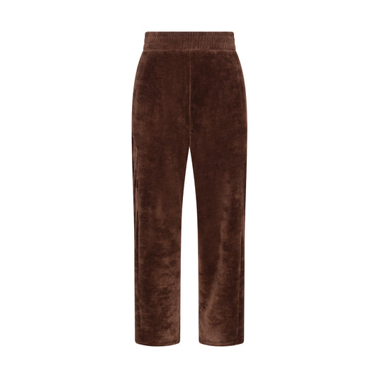 Men's Velour Tracksuit Bottoms - BROWN