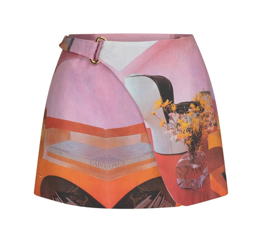 Pink Record Room Curve Skirt