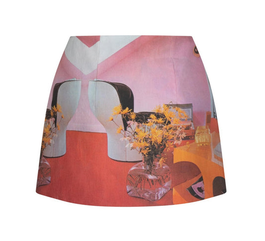 Pink Record Room Curve Skirt